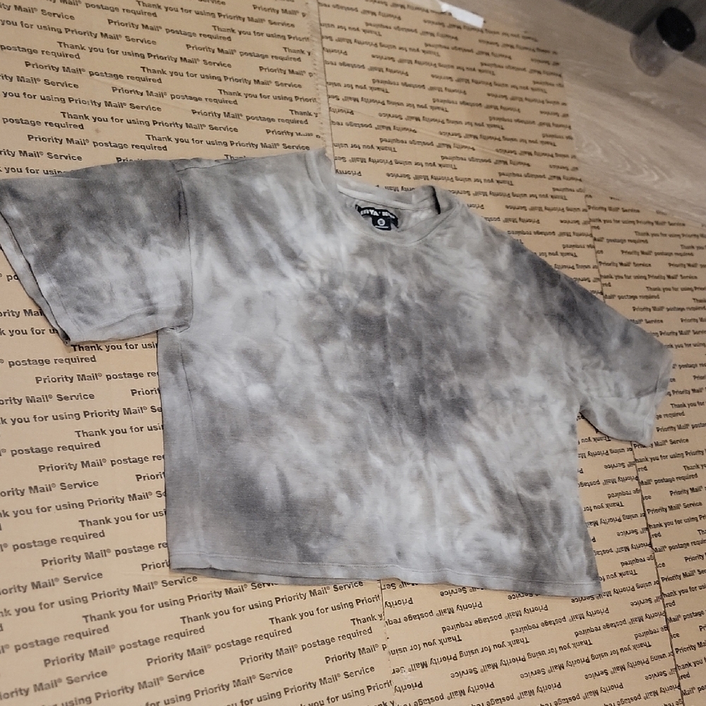 Kids Short Sleeve Gray Tie-Dye Tee